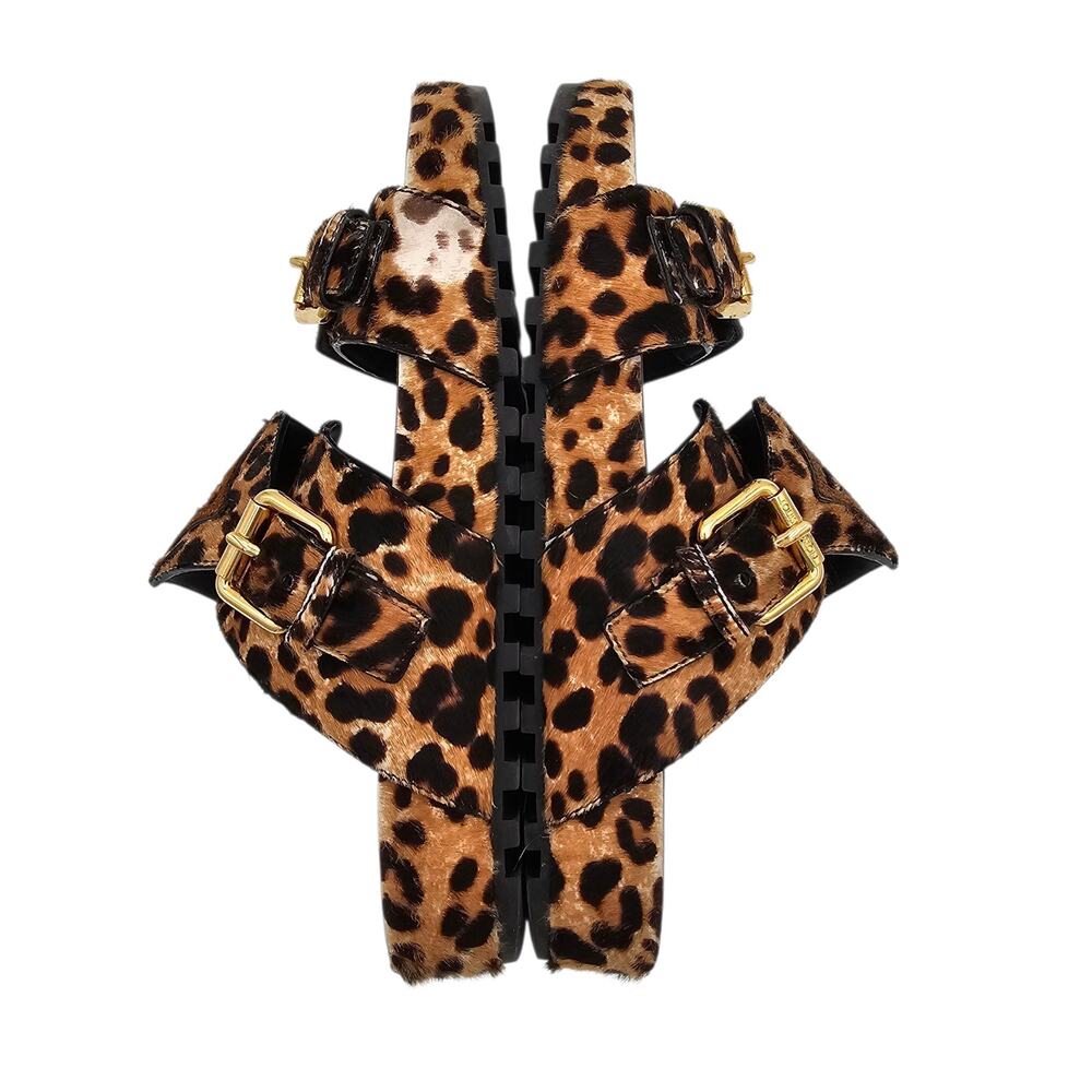 Louis Vuitton Bom Dia Flat Slide Sandal Monogram Leopard Gold Size 37 US 7 - Picture 9 of 15